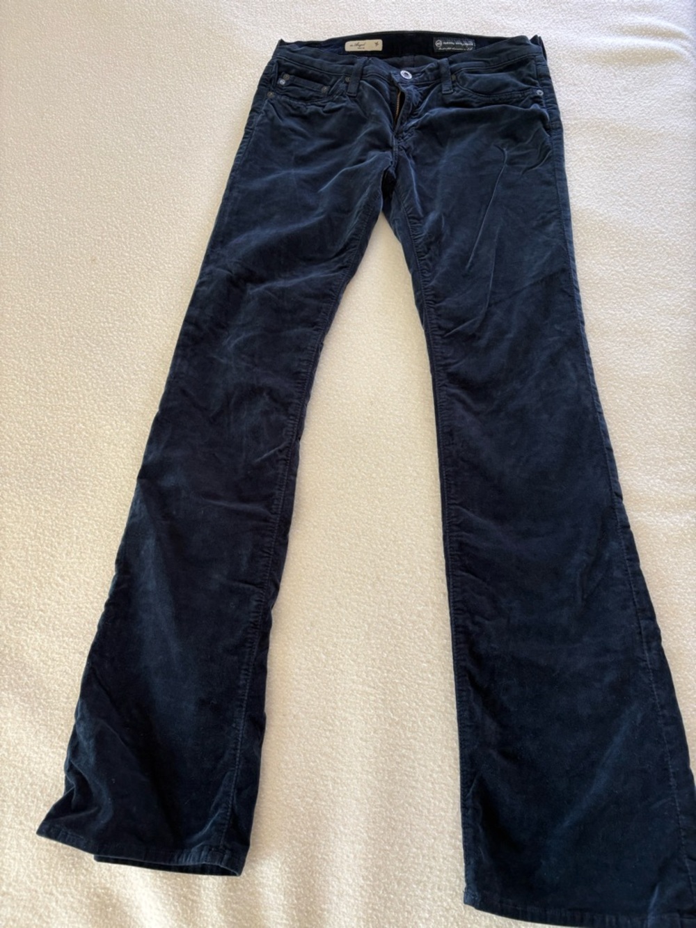 Vintage velvet. Ag Adriano Goldschmied Navy velvet boot cut Jeans
